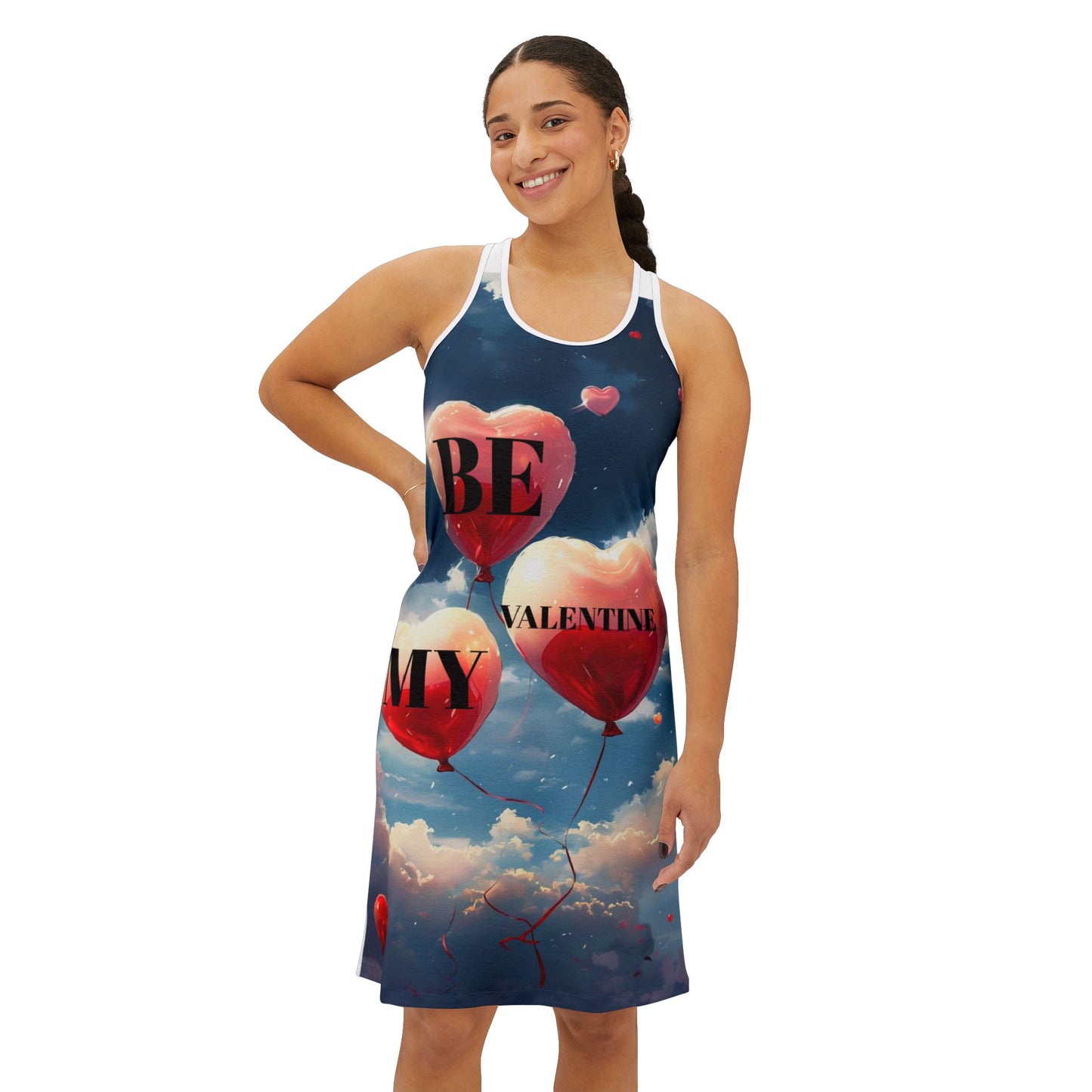 Be My Valentine Women's Racerback Dress - Romantic Heart Print Summer Dress