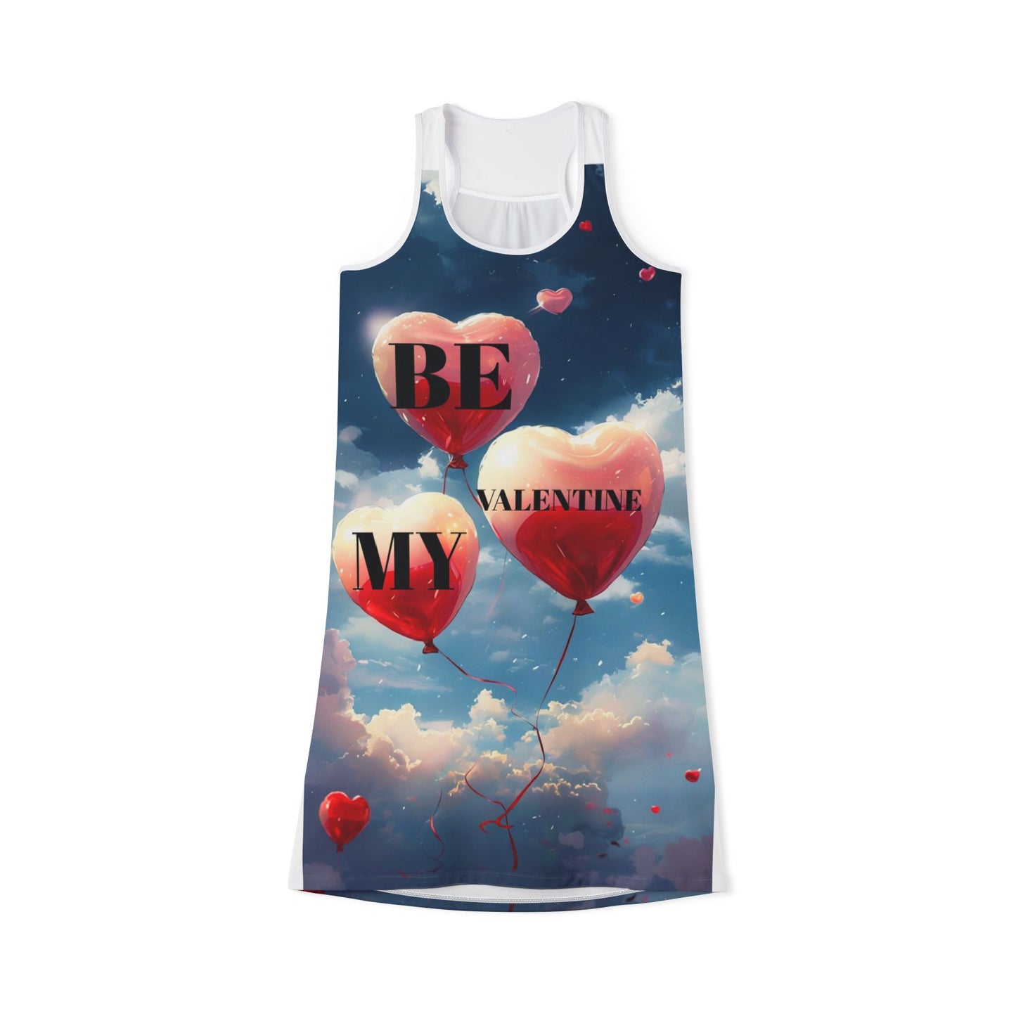 Be My Valentine Women's Racerback Dress - Romantic Heart Print Summer Dress